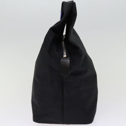 Luxury BurberrySs Nova Check Blue Label Hand Bag Nylon Black Beige Auth bs14388