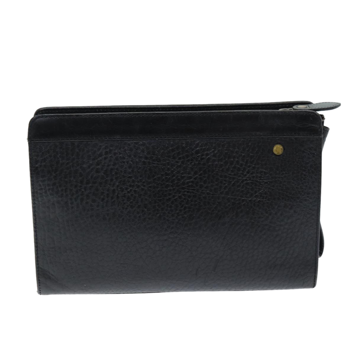 Luxury BurberrySs Clutch Bag Leather Black Auth bs14433