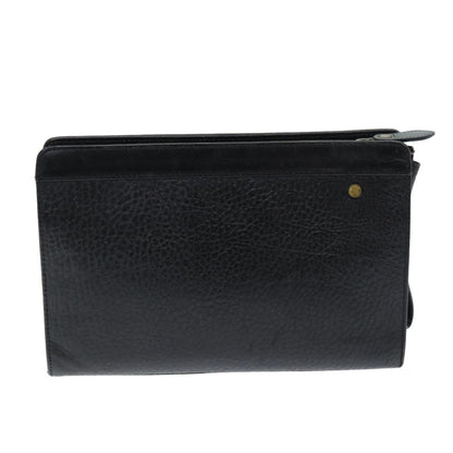 Luxury BurberrySs Clutch Bag Leather Black Auth bs14433