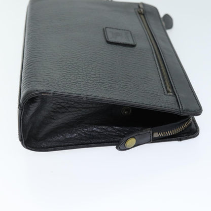 Luxury BurberrySs Clutch Bag Leather Black Auth bs14433