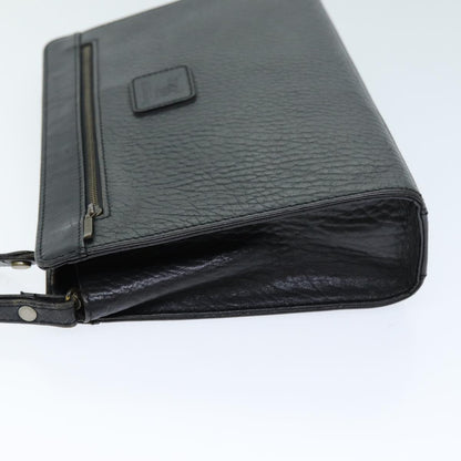 Luxury BurberrySs Clutch Bag Leather Black Auth bs14433