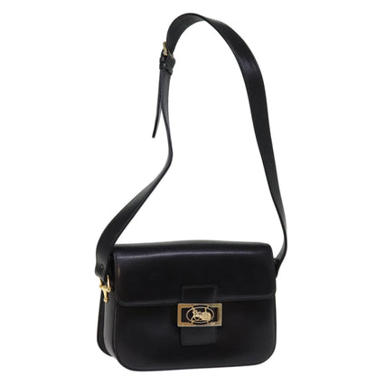 Luxury CELINE Horse Carriage Shoulder Bag Leather Black  14459