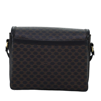 Luxury CELINE Macadam Canvas Shoulder Bag PVC Black  14461