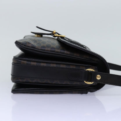 Luxury CELINE Macadam Canvas Shoulder Bag PVC Black  14461