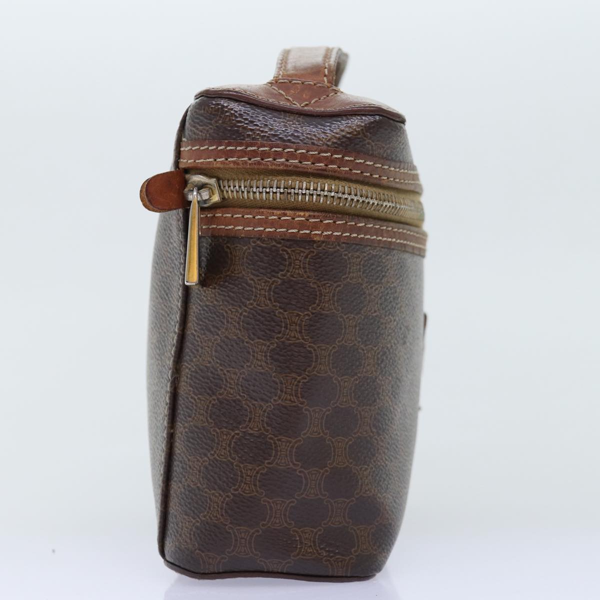 Luxury CELINE Macadam Canvas Vany Hand Bag PVC Brown  14476