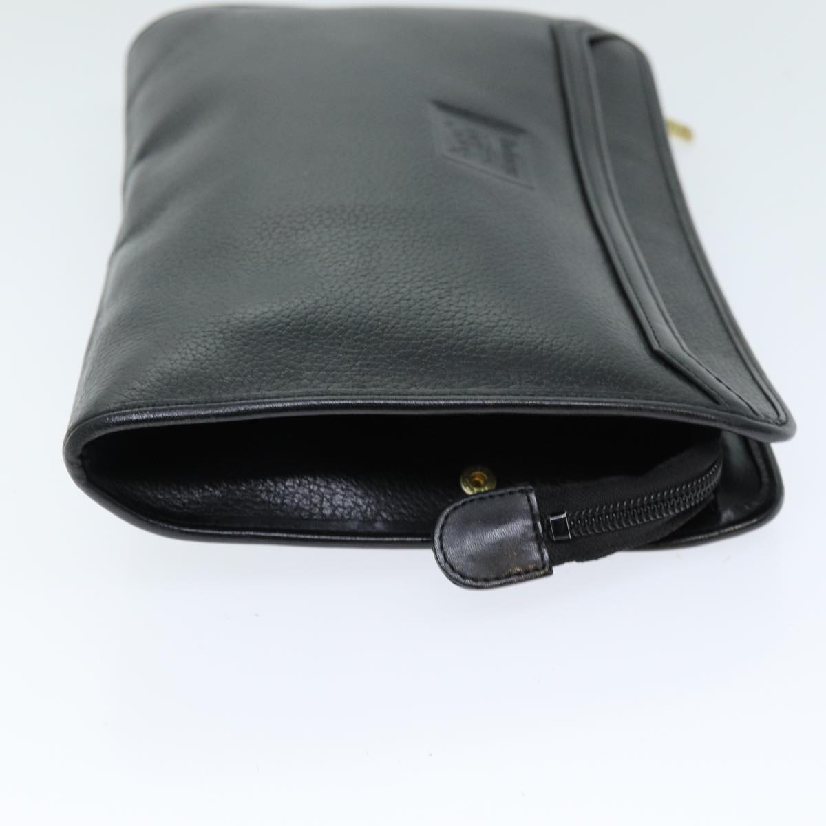 Luxury BurberrySs Clutch Bag Leather Black Auth bs14647