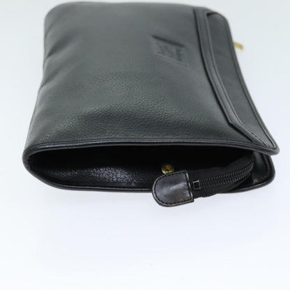 Luxury BurberrySs Clutch Bag Leather Black Auth bs14647