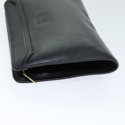 Luxury BurberrySs Clutch Bag Leather Black Auth bs14647
