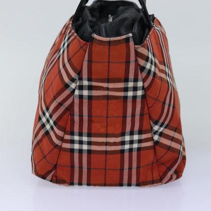 Luxury Burberry Nova Check Hand Bag Nylon Red Auth bs14690
