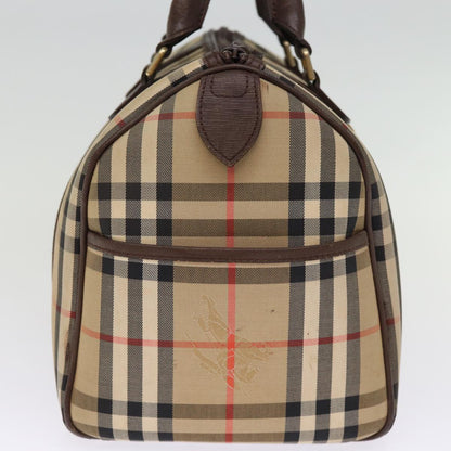Luxury BurberrySs Nova Check Boston Bag Canvas Beige Auth bs14694
