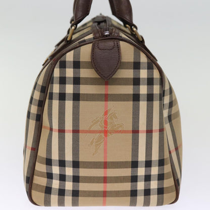 Luxury BurberrySs Nova Check Boston Bag Canvas Beige Auth bs14694