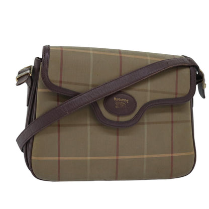 Luxury BurberrySs Nova Check Shoulder Bag Canvas Beige Auth bs14715