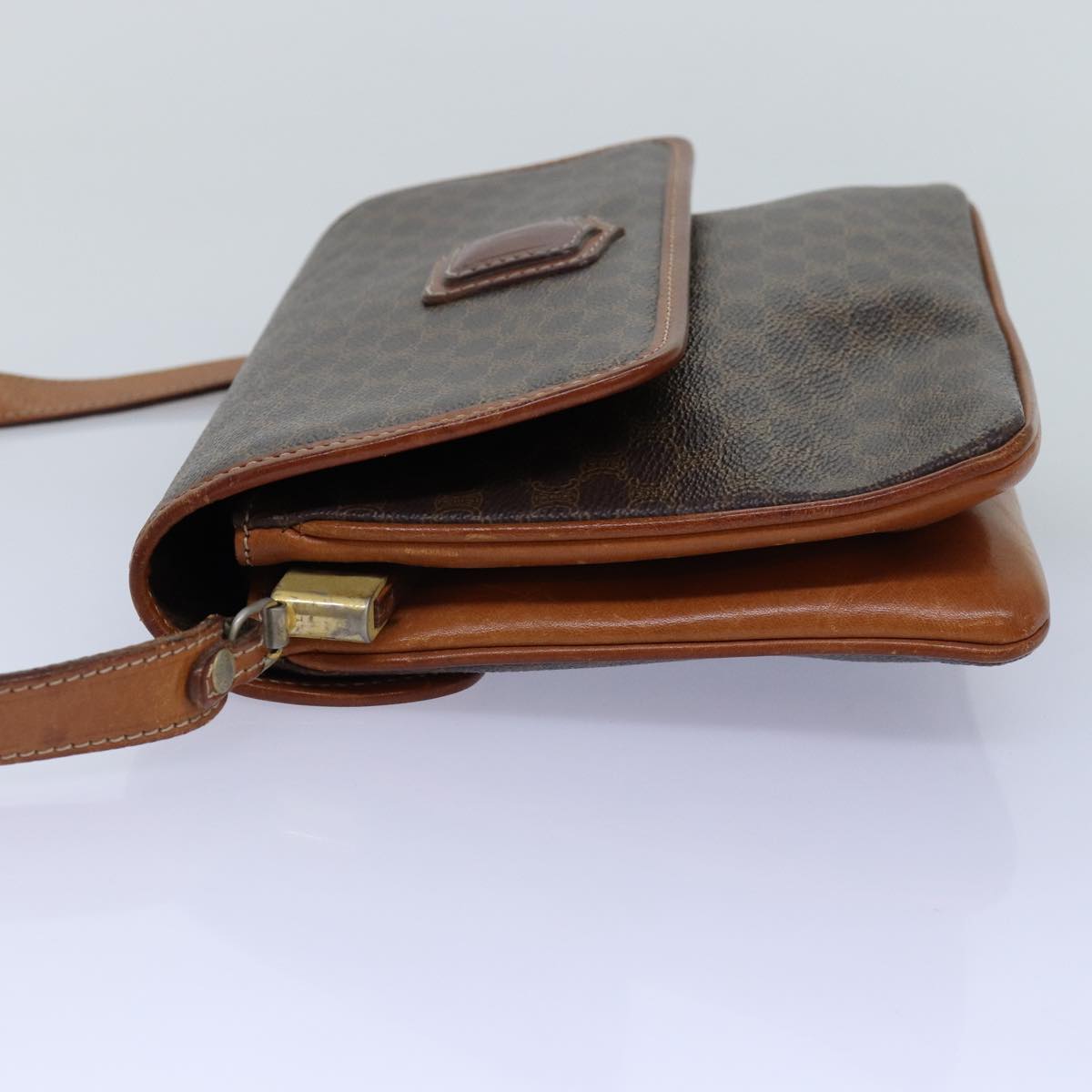 Luxury CELINE Macadam Canvas Shoulder Bag PVC Brown  14757