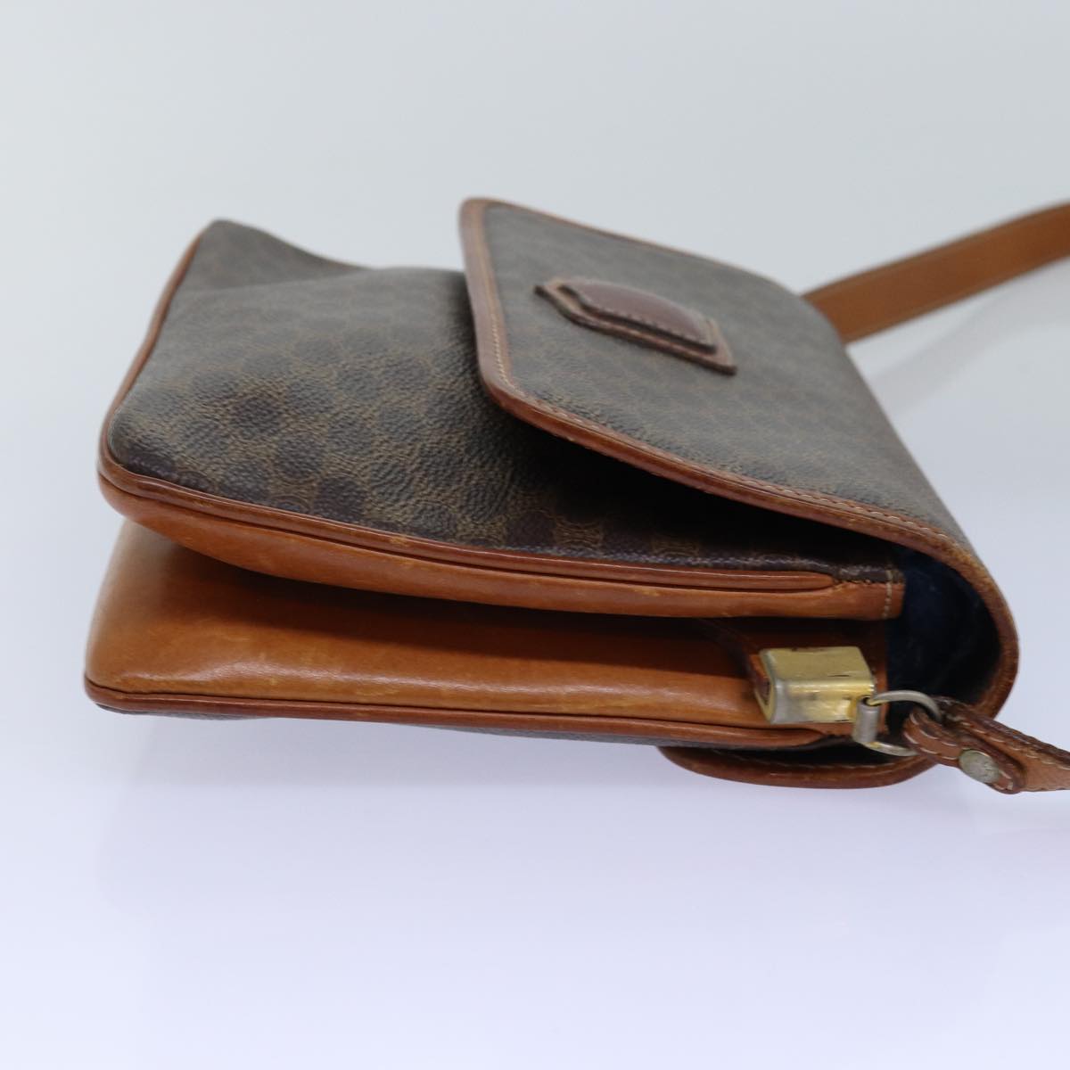 Luxury CELINE Macadam Canvas Shoulder Bag PVC Brown  14757