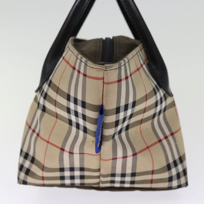 Luxury BurberrySs Nova Check Blue Label Hand Bag Nylon Beige Auth bs14769