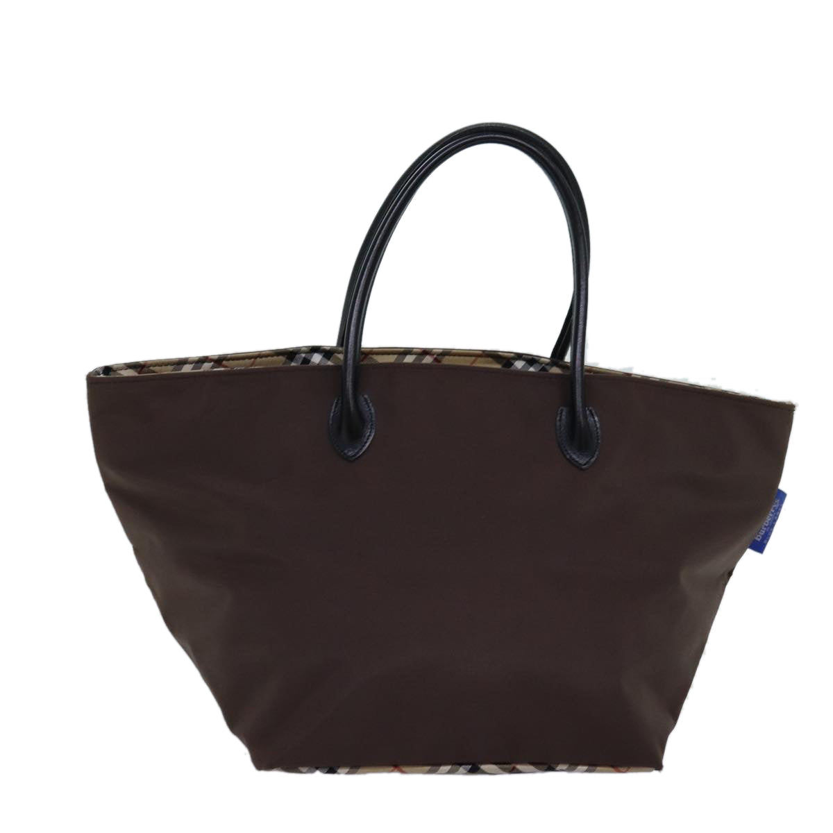 Luxury BurberrySs Nova Check Blue Label Tote Bag Nylon Beige Brown Auth bs14770