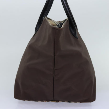 Luxury BurberrySs Nova Check Blue Label Tote Bag Nylon Beige Brown Auth bs14770