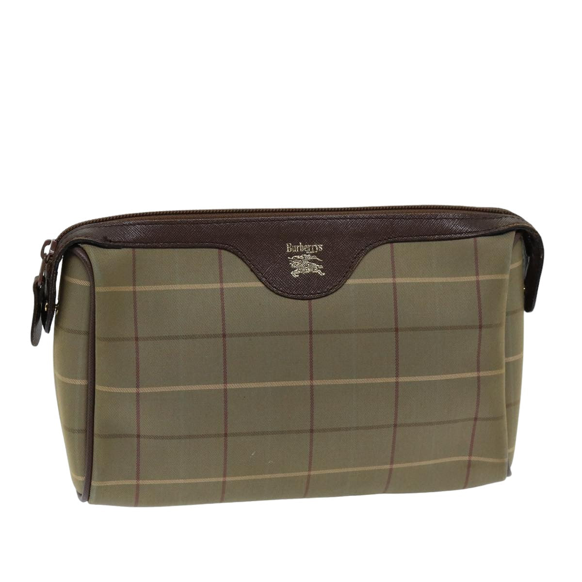 Luxury BurberrySs Nova Check Clutch Bag Canvas Beige Auth bs14803