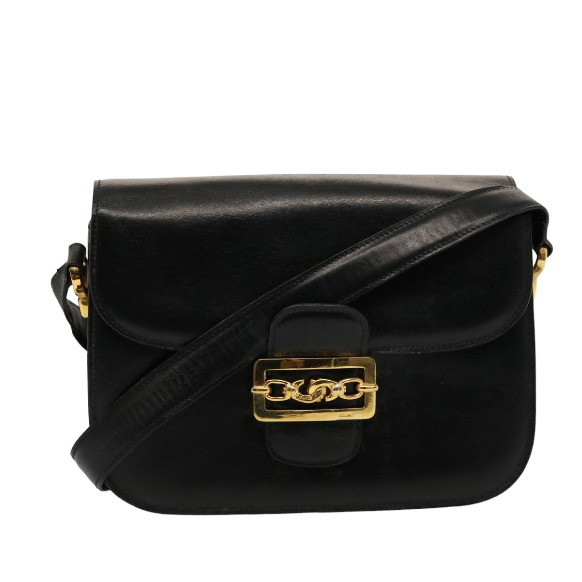 Luxury CELINE Horse Carriage Shoulder Bag Leather Black  14806