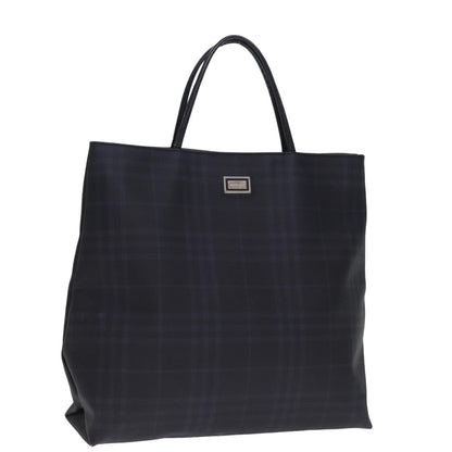 Luxury Burberry Nova Check Hand Bag Coated Canvas Black Auth bs14826