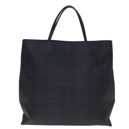 Luxury Burberry Nova Check Hand Bag Coated Canvas Black Auth bs14826