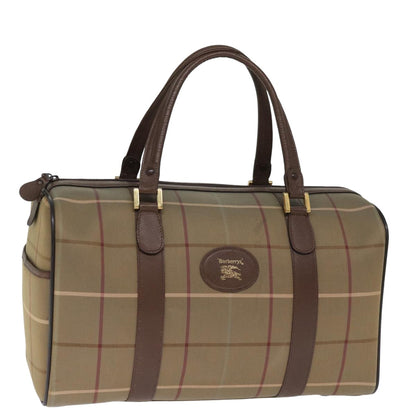 Luxury BurberrySs Nova Check Boston Bag Canvas Khaki Auth bs14854