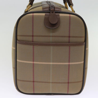 Luxury BurberrySs Nova Check Boston Bag Canvas Khaki Auth bs14854