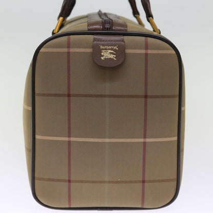 Luxury BurberrySs Nova Check Boston Bag Canvas Khaki Auth bs14854