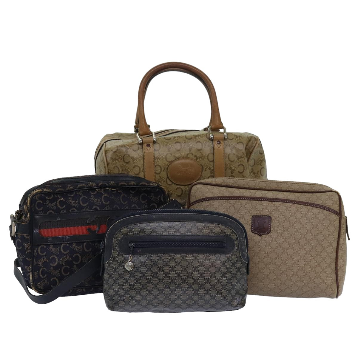 Luxury CELINE Macadam Canvas C Macadam Canvas Shoulder Bag 4Set Beige Navy  14874