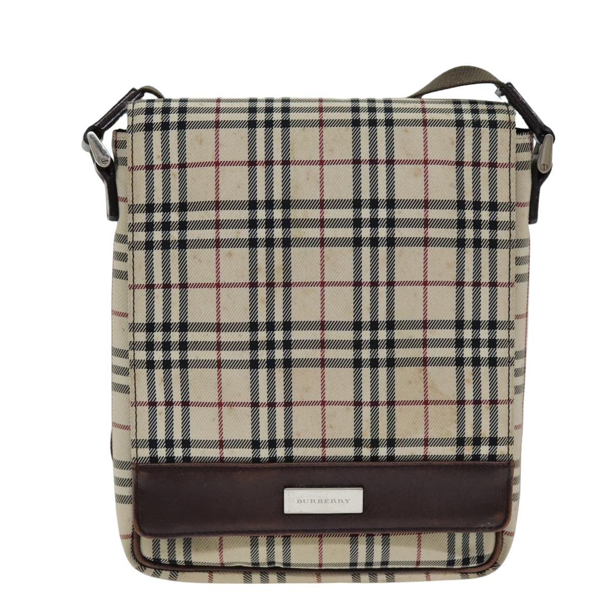 Luxury Burberry Nova Check Shoulder Bag Canvas Beige Auth bs14883