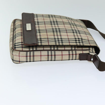 Luxury Burberry Nova Check Shoulder Bag Canvas Beige Auth bs14883