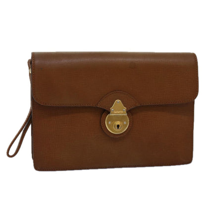 Luxury BurberrySs Clutch Bag Leather Brown Auth bs14900