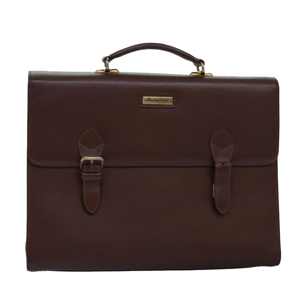 Luxury BurberrySs Hand Bag Leather Brown Auth bs14914