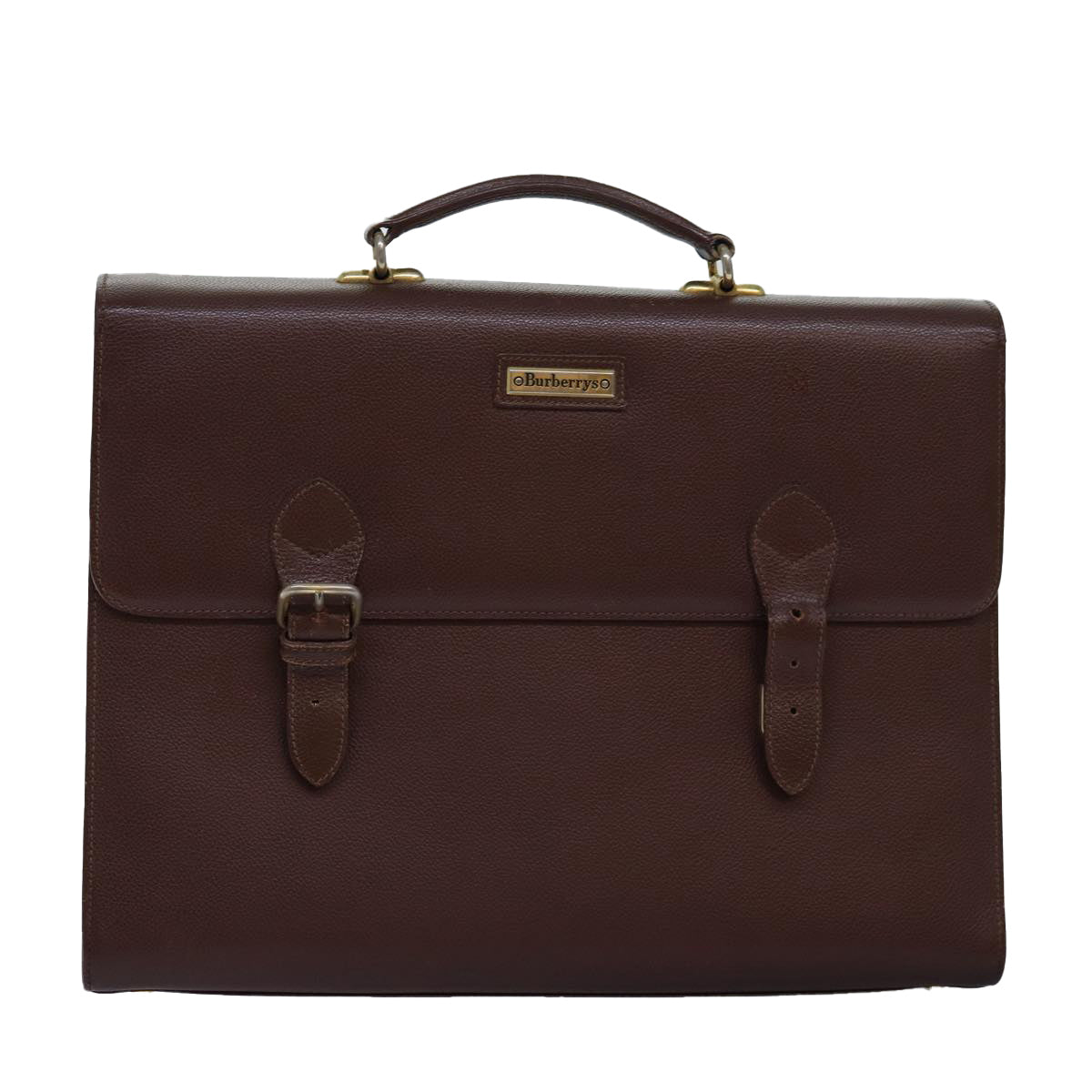 Luxury BurberrySs Hand Bag Leather Brown Auth bs14914