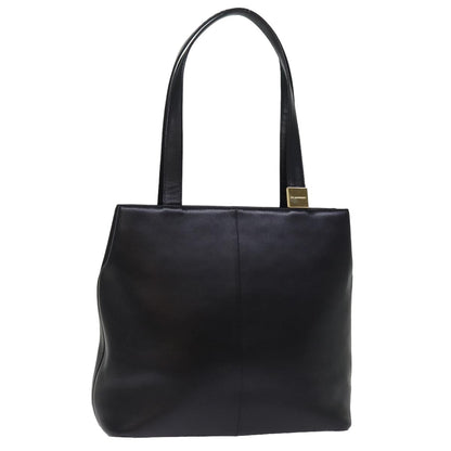 Luxury Burberry Tote Bag Leather Black Auth bs14933
