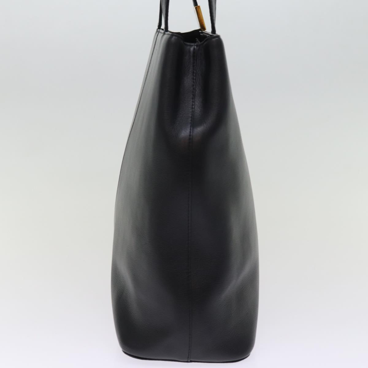 Luxury Burberry Tote Bag Leather Black Auth bs14933
