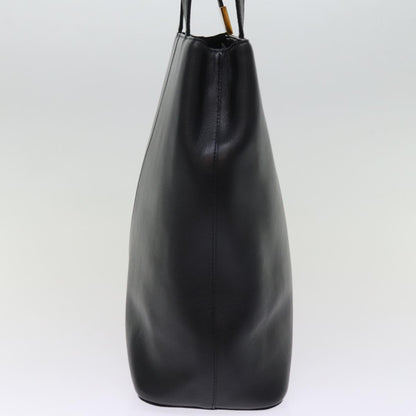 Luxury Burberry Tote Bag Leather Black Auth bs14933