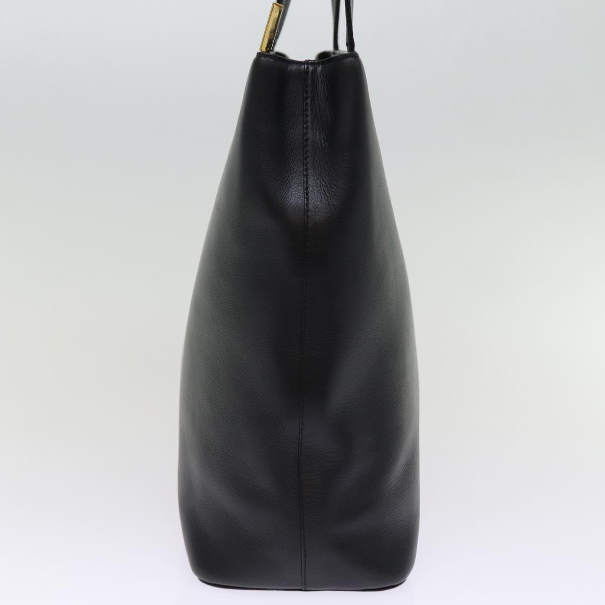 Luxury Burberry Tote Bag Leather Black Auth bs14933