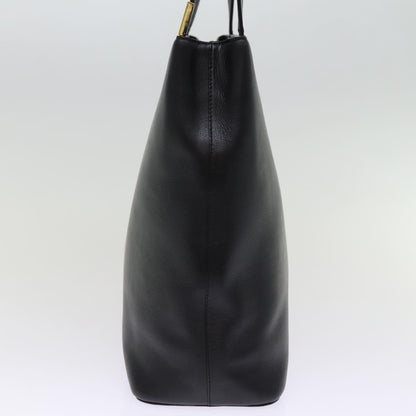 Luxury Burberry Tote Bag Leather Black Auth bs14933
