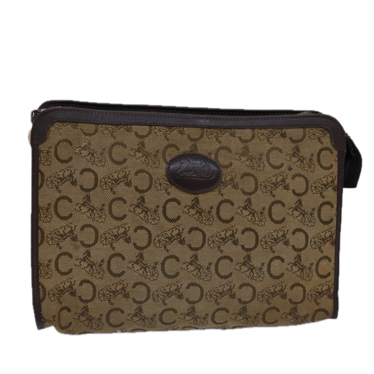 Luxury CELINE C Macadam Canvas Clutch Bag Beige  14954