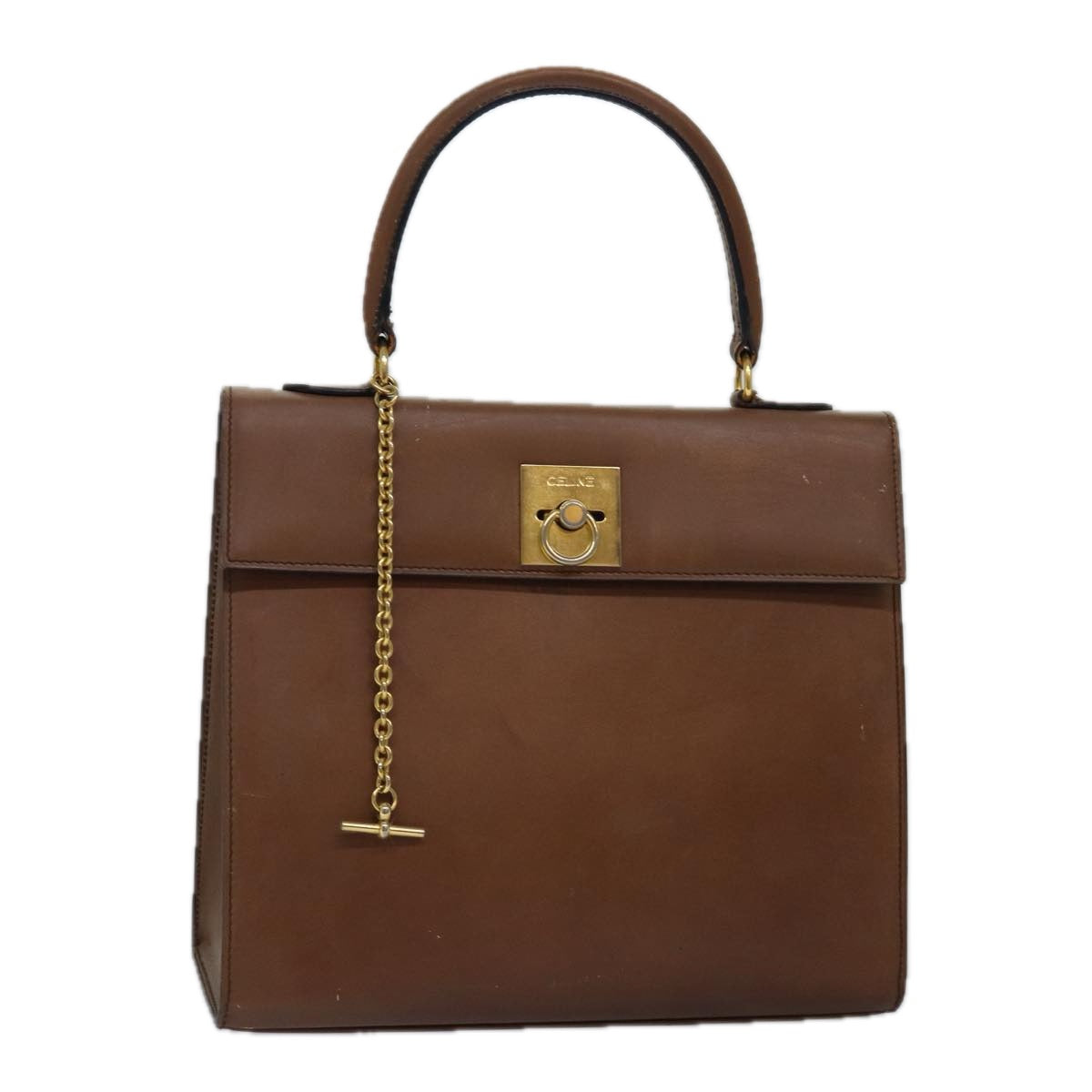 Luxury CELINE Hand Bag Leather Brown  15080