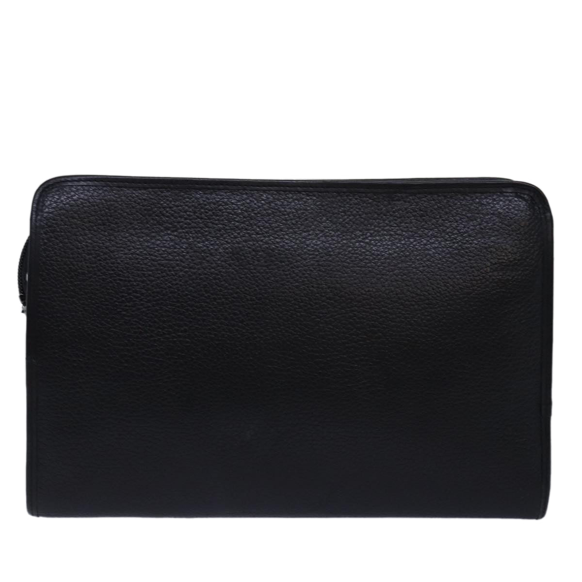 Luxury BurberrySs Clutch Bag Leather Black Auth bs15137