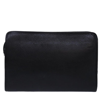 Luxury BurberrySs Clutch Bag Leather Black Auth bs15137