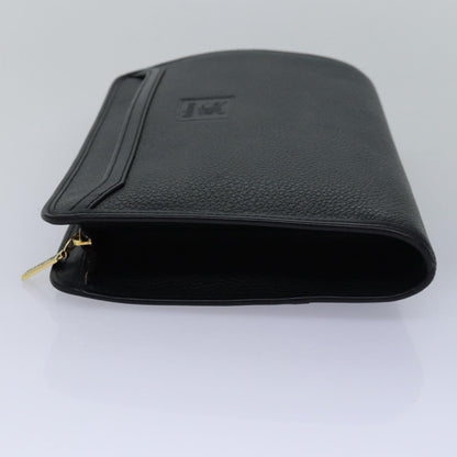 Luxury BurberrySs Clutch Bag Leather Black Auth bs15137