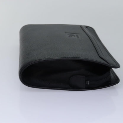 Luxury BurberrySs Clutch Bag Leather Black Auth bs15137
