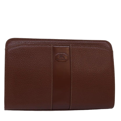 Luxury BurberrySs Clutch Bag Leather Brown Auth bs15138
