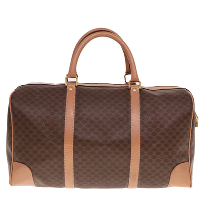 Luxury CELINE Macadam Canvas Boston Bag PVC Leather Brown  15177