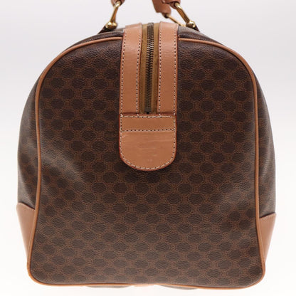 Luxury CELINE Macadam Canvas Boston Bag PVC Leather Brown  15177