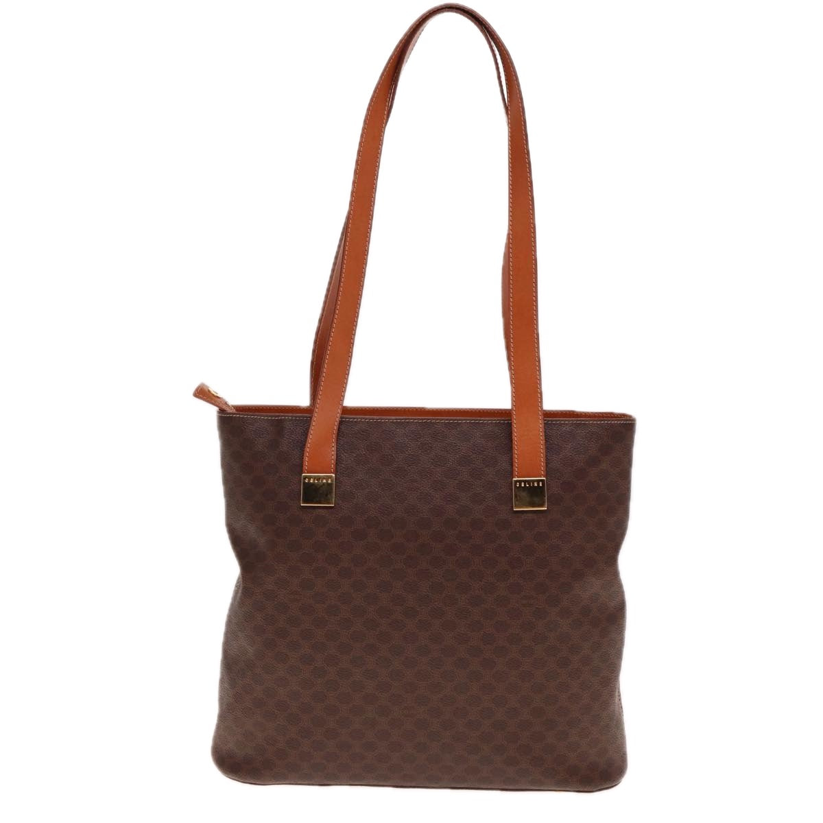 Luxury CELINE Macadam Canvas Tote Bag PVC Leather Brown  15280