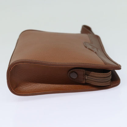 Luxury BurberrySs Clutch Bag Leather Brown Auth bs15306